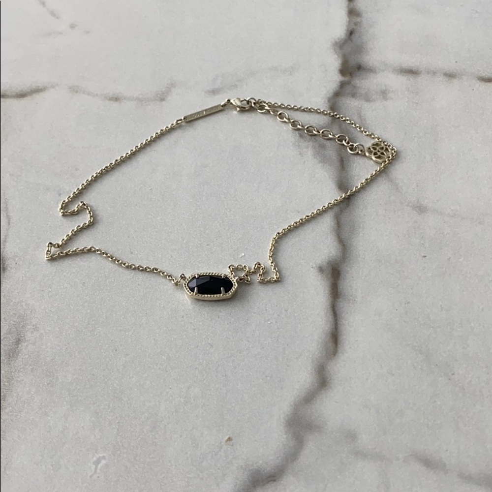 Gold Elisa Kendra Scott Necklace with Black Stone